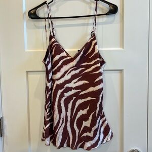 Paige Zebra Print Spaghetti Strap Slinky Tank Top XS